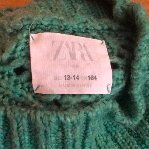 Zara girl’s knitwear teal diamond mockneck sweater - Picture 5 of 5